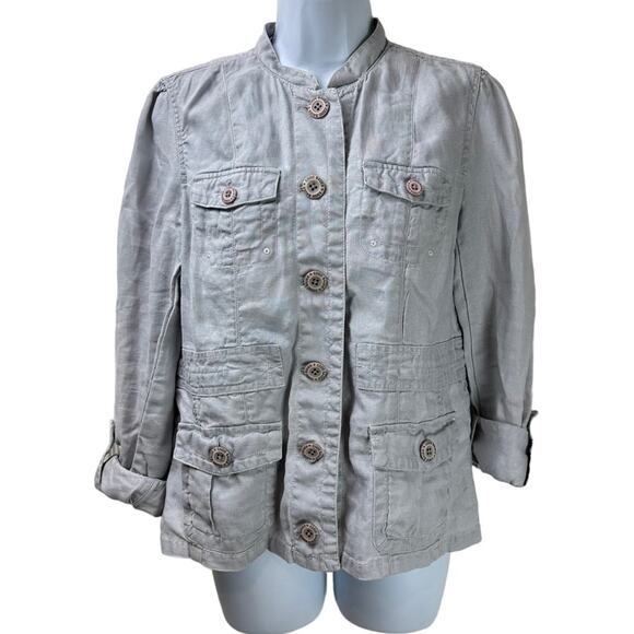 Eddie Bauer Linen Utility Jacket Gray Size Medium - Picture 1 of 7